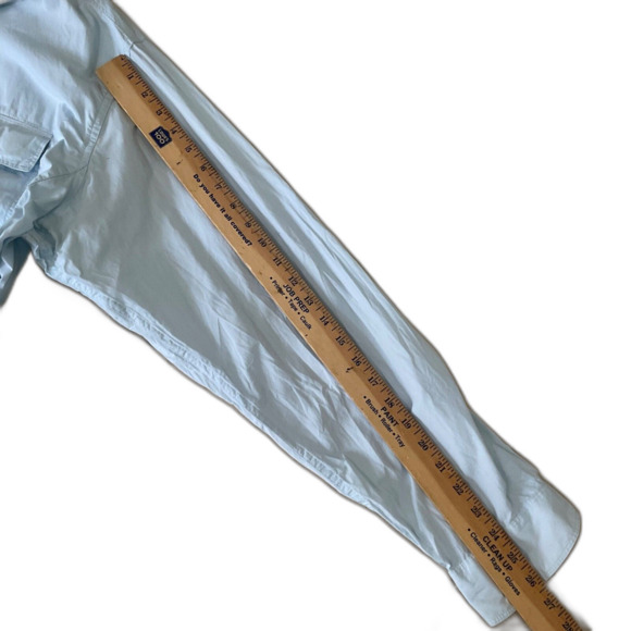 SIMMS Fishing Guide Shirt Mens Sz XXL Blue Long Sleeve Button Vented Zip Pockets - Picture 9 of 13